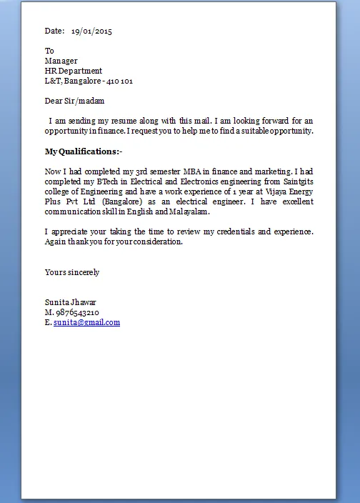 40542 cover letter formatting