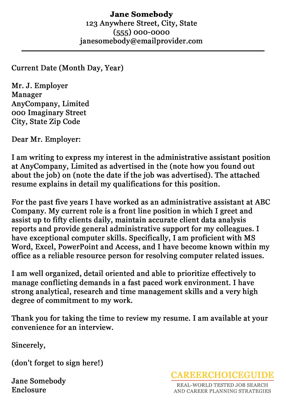 40553 cover letter formatting