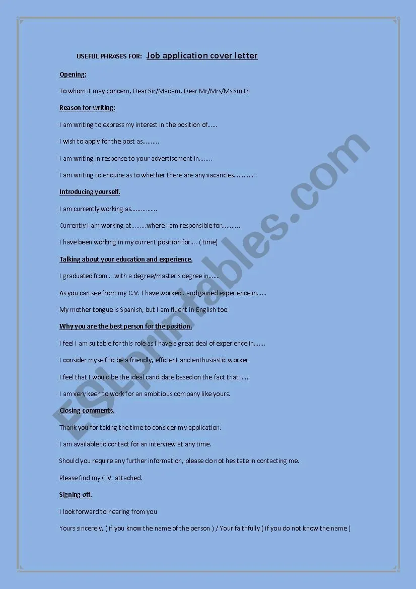 40553 tailoring cover letter