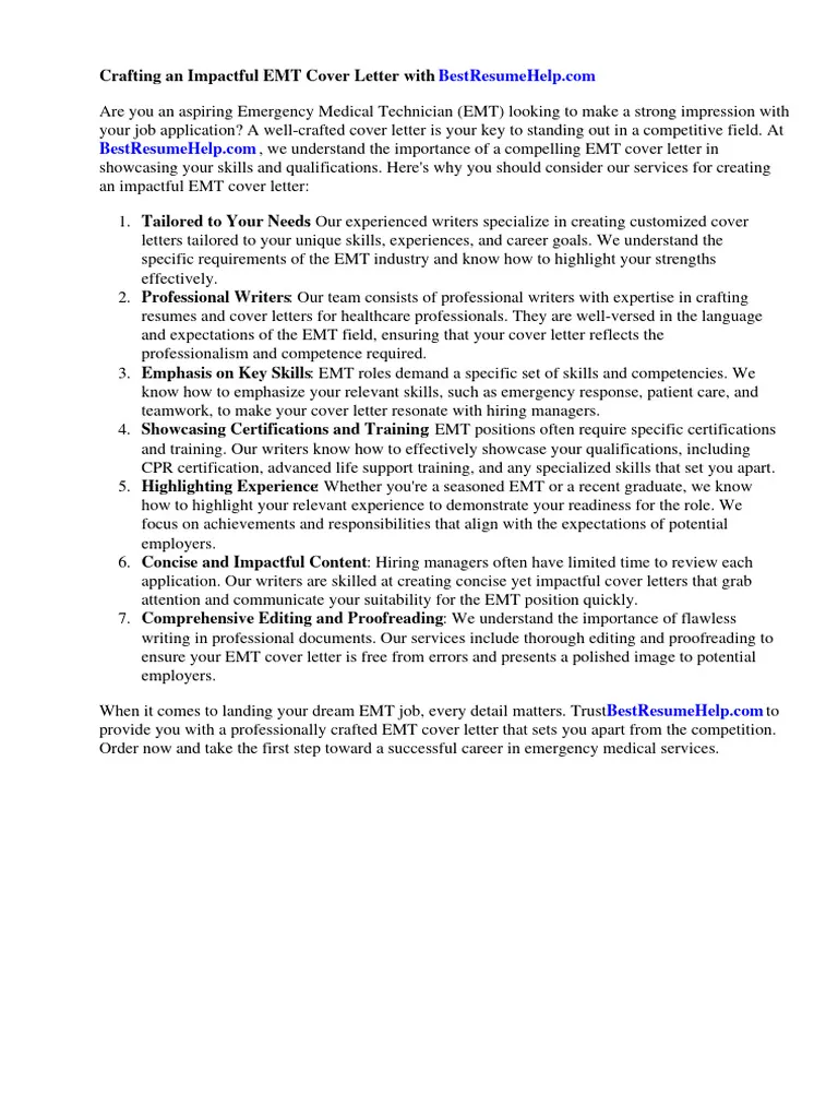40561 emt cover letter importance