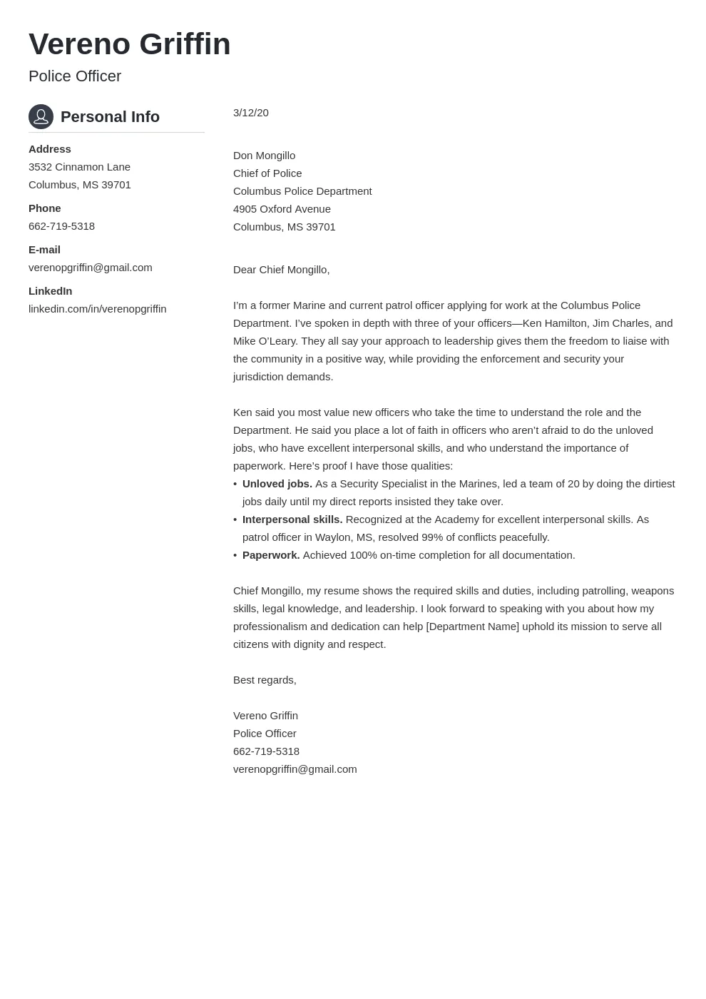 40563 cover letter formatting example