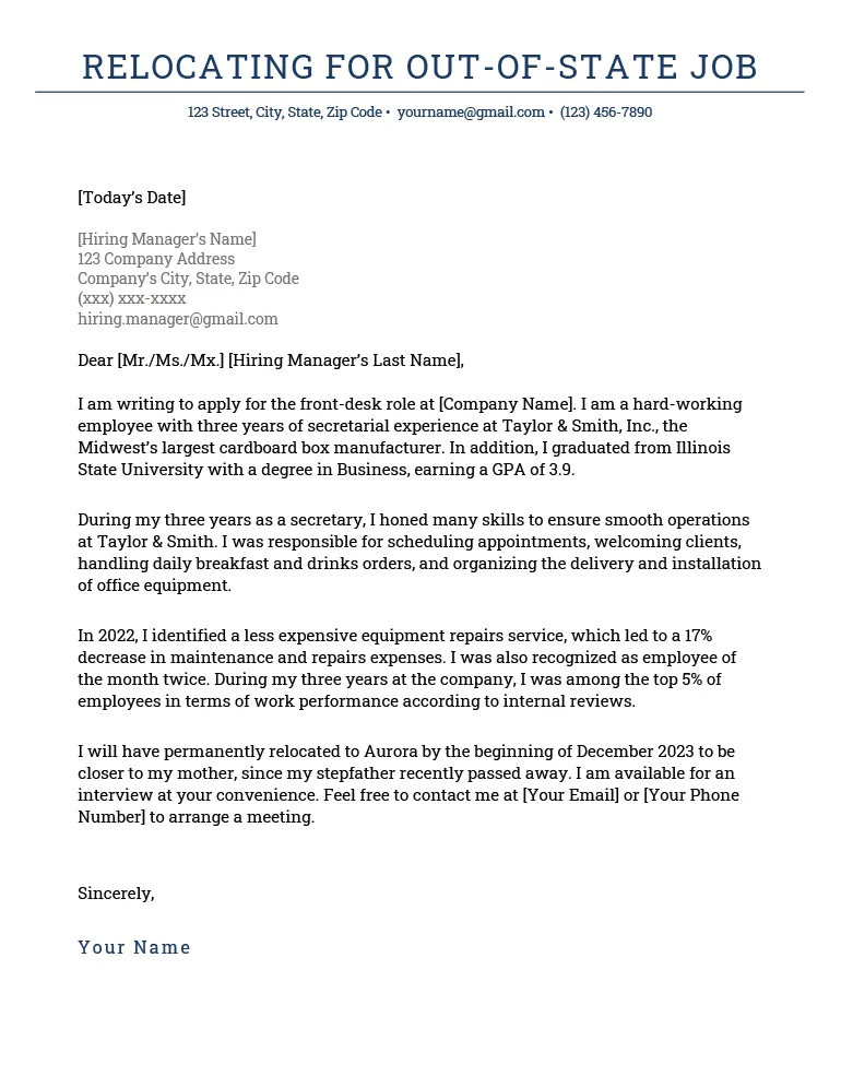 40566 skills and experience cover letter