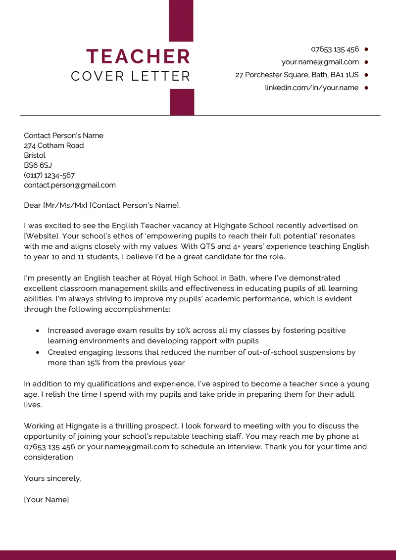 40569 elementary school cover letter