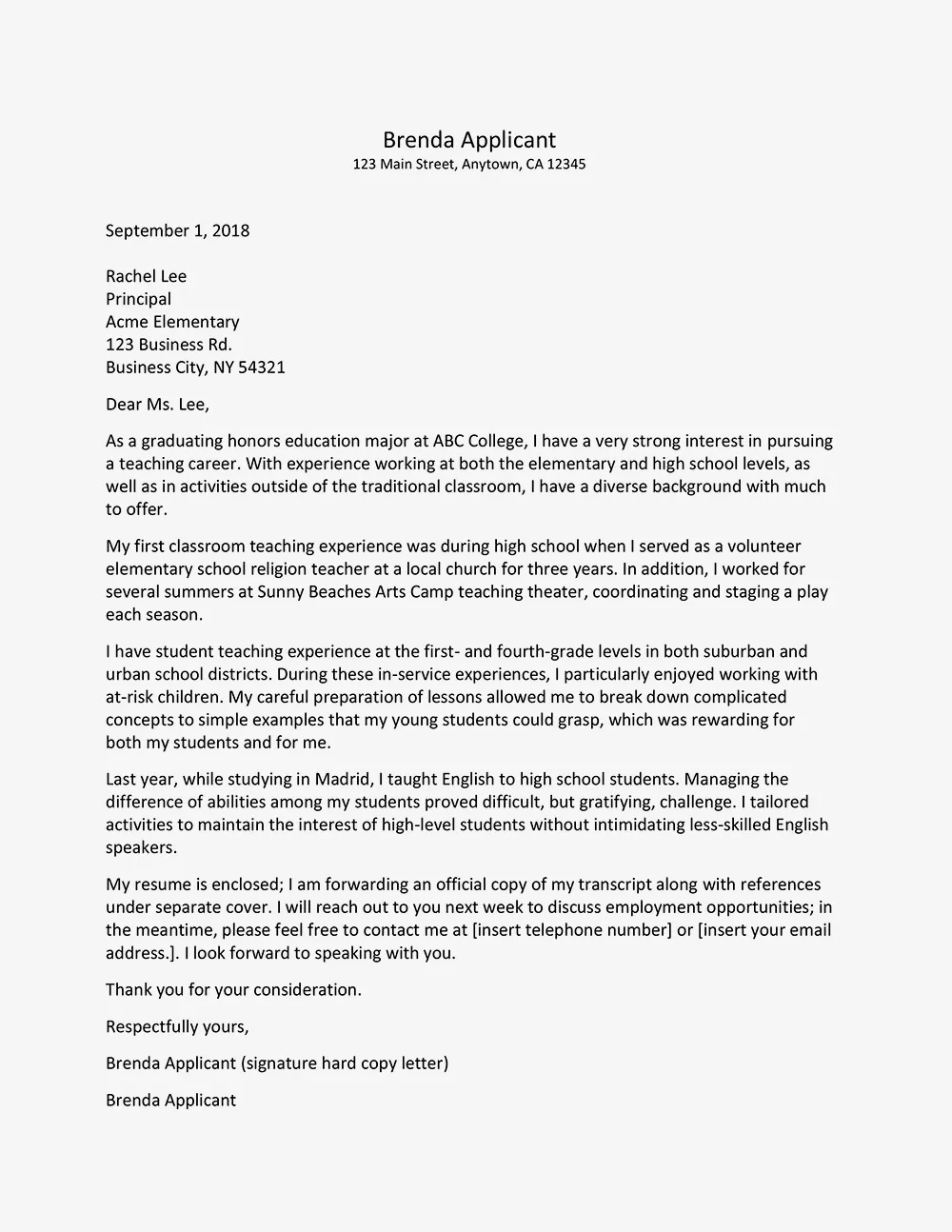 40569 special education cover letter