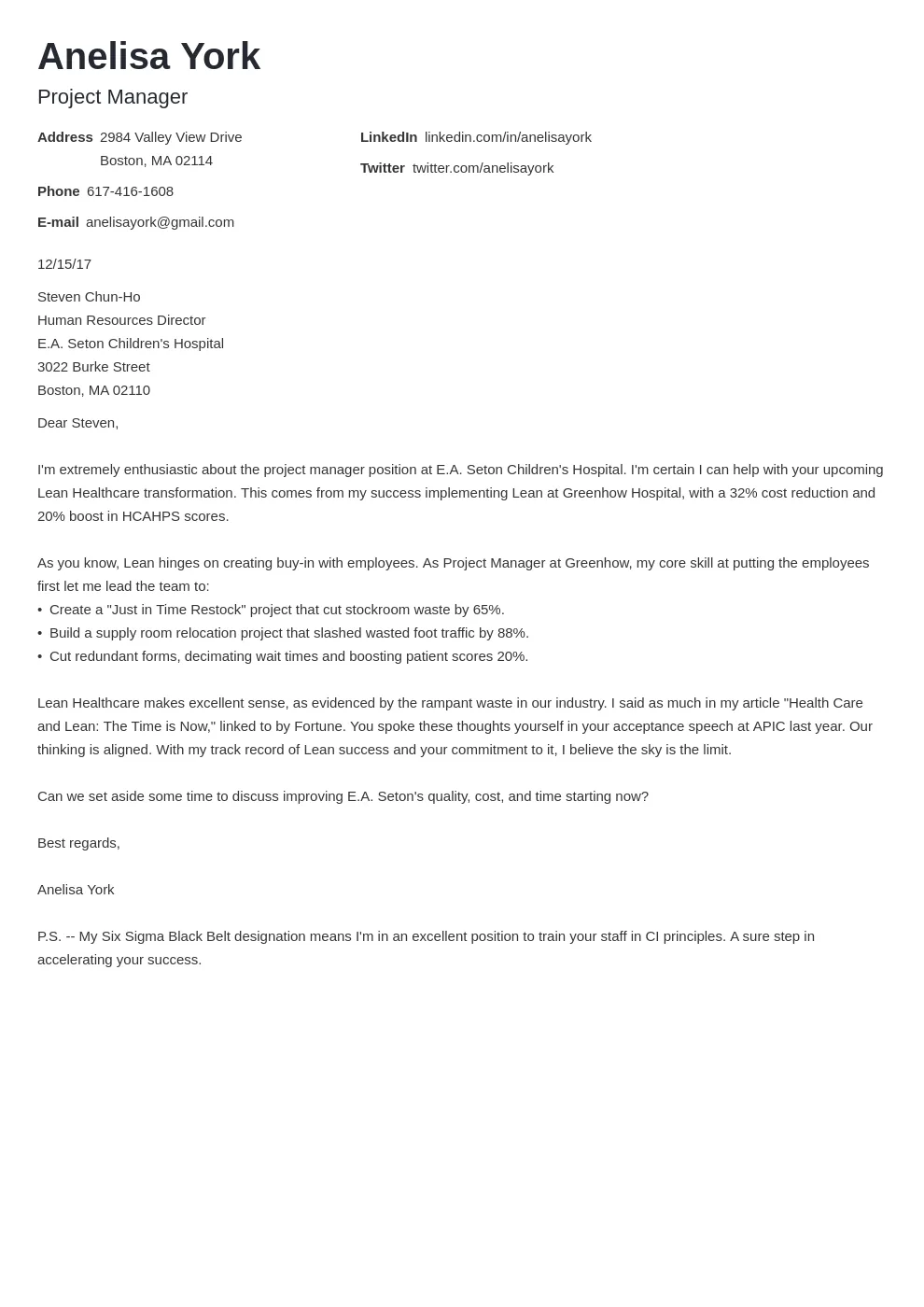 40582 experience level cover letter