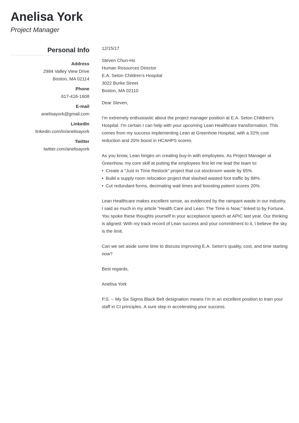 40582 industry cover letter standards