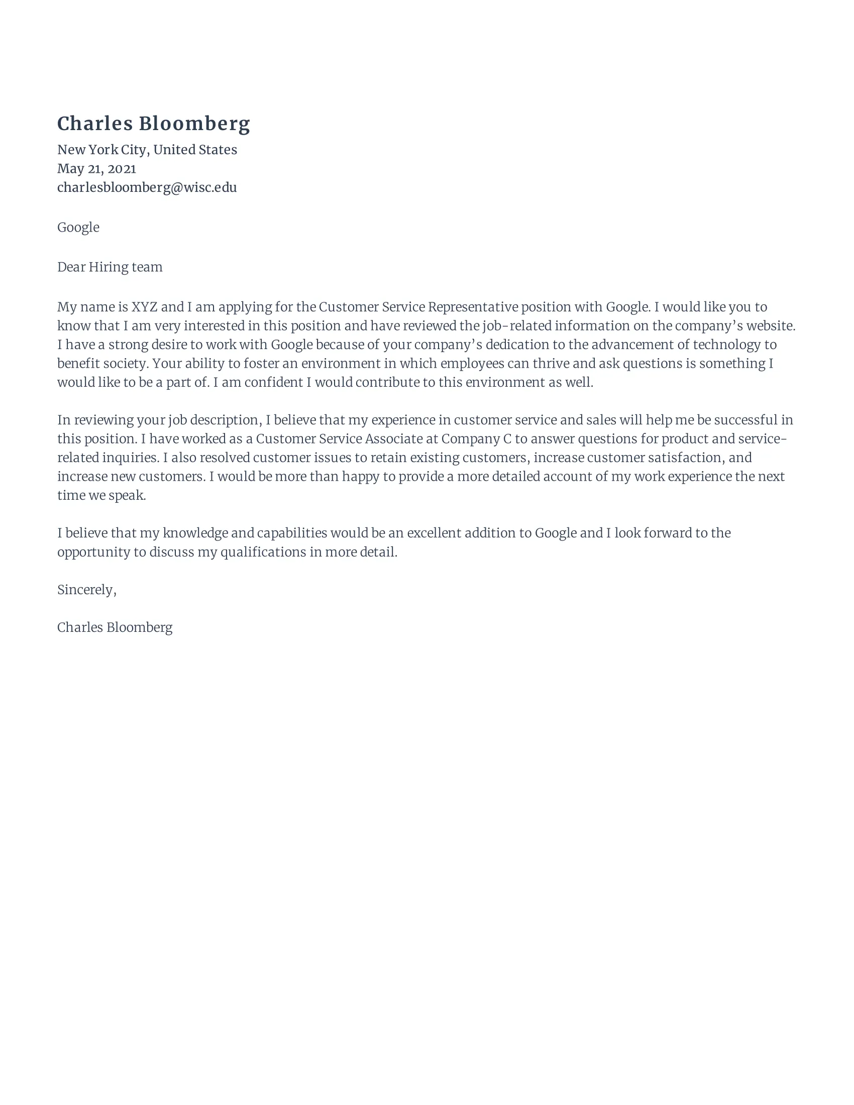 40583 cover letter importance