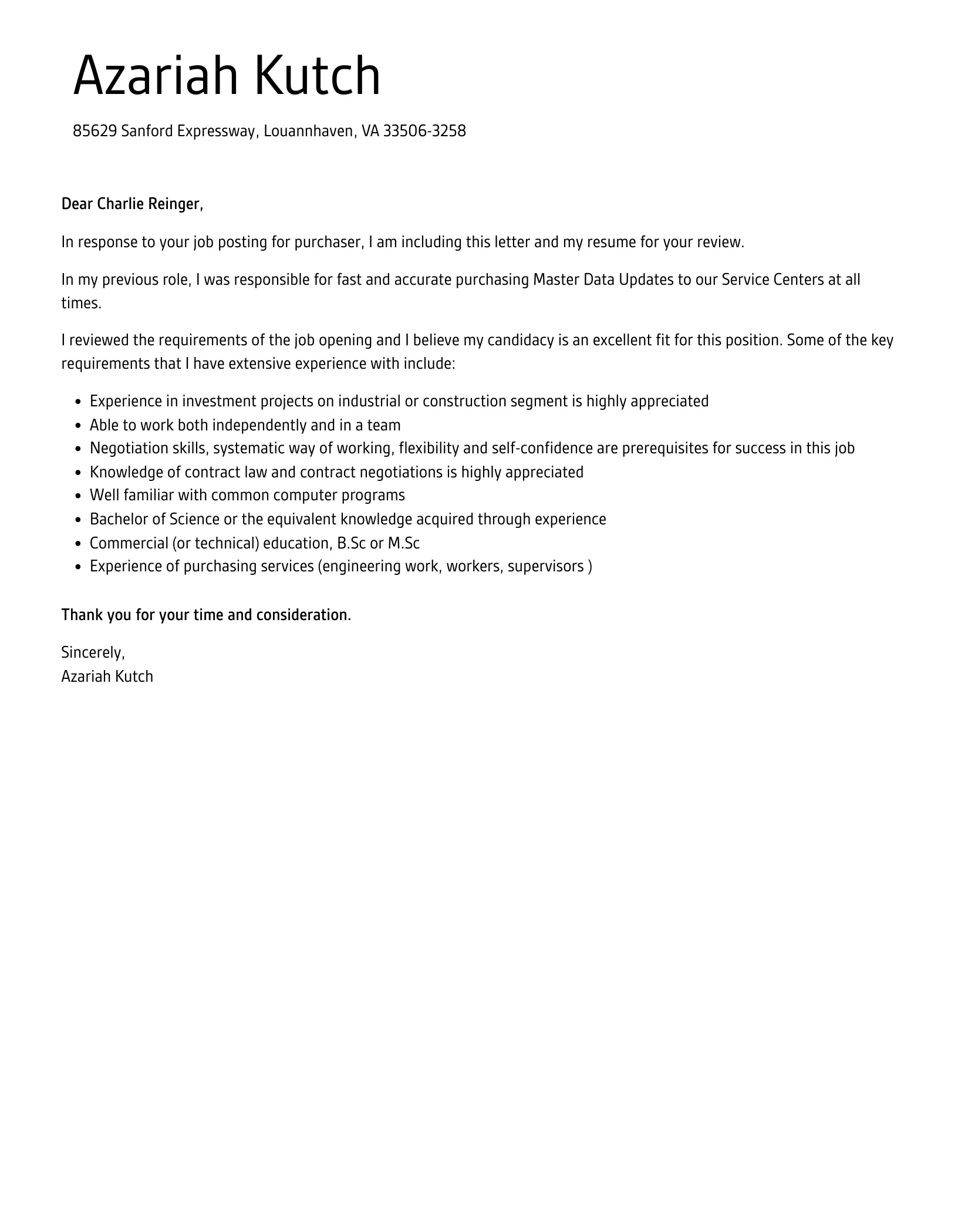 40587 procurement experience